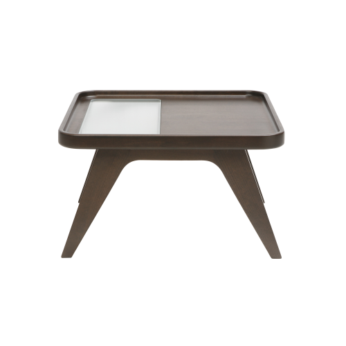 Tisch Ona mit Gestell aus Holz B/H/T: 60x35x60 cm, Holzplatte mit Milchglas