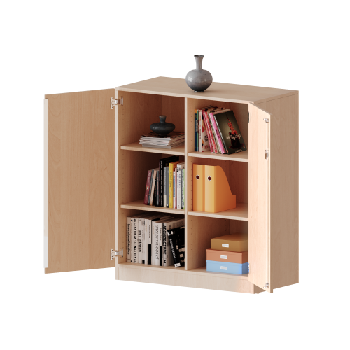 Schrank, 3 Ordnerhöhen - Serie evo180 B/H/T: 120x118x40 cm, 2 Türen, abschließbar, mit Mittelwand, mit Sockel (81 mm)