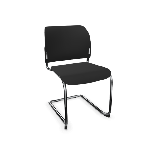 Stuhl ANABELLE mit Sitz aus Kunststoff B/H/T: 55x82x52 cm, mit Kufengestell, mit Armlehne, Gestellfarbe weiß, Kunststoff schwarz