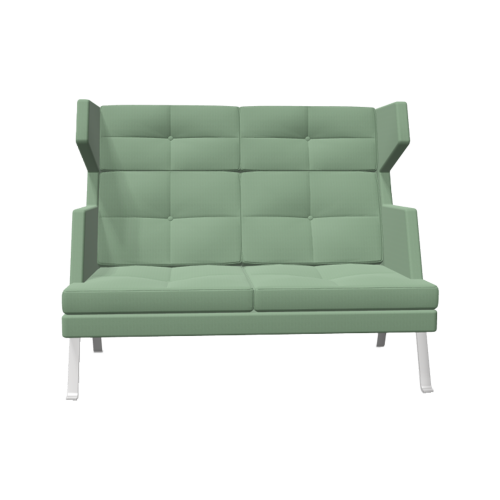 hohes 2er Sofa Ona mit Metallgestell und Seitenschale B/H/T: 141x117x95 cm, Stoffgruppe C4 (Kunstleder, schwer entflammbar), Gestellfarbe MetallicPro