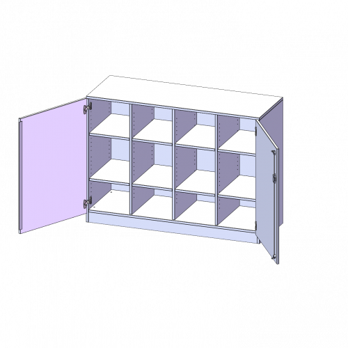 Schrank, vierreihig, 2 Ordnerhöhen - evo180 Serie B/H/T: 138,7x100x50 cm (2,5 Ordnerhöhen!), zweiteilig, zweitürig, mit Sockel (81 mm), ohne Boxen