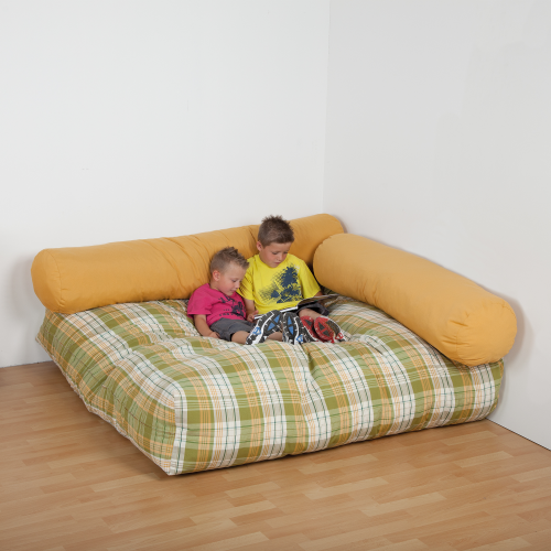 Quadratische Kuschelecke mit Flockenfüllung 3-teilig B/H/T: 160x30x160 cm, Bezug aus Stoff