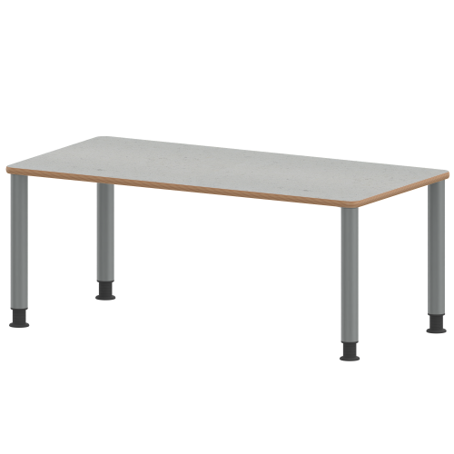 Tisch ZALOTTI mit Linoleum-Belag Rechtecktisch, B/H/T: 120x41x60 cm, Stahlrohrbeine Ø 60 mm, Fußvariante: höhenverstellbar (41/55 cm), Tischbeine mit RAL-Farbe 9006 (weißaluminium)