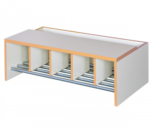 Garderobenbank mit integriertem Schuhrost und Sitztiefenverlängerung 6 Plätze, B/H/T: 120x34x52 cm