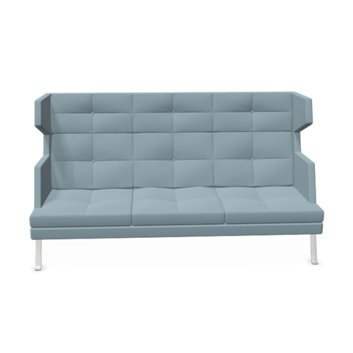 hohes 3er Sofa Ona mit Metallgestell & Seitenschale B/H/T: 207x117x44 cm, Stoffgruppe C3 (schwer entflammbar), Gestellfarbe Chrom