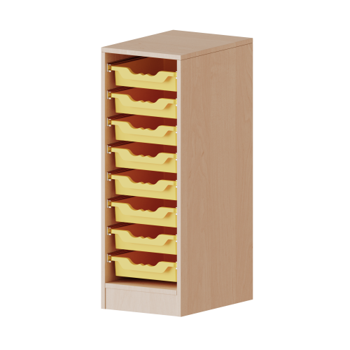 ErgoTray Regal, einreihig, 2,5 Ordnerhöhen - evo180 Serie B/H/T: 36,1x100x40 cm, fahrbar, 8 flache ErgoTray Boxen