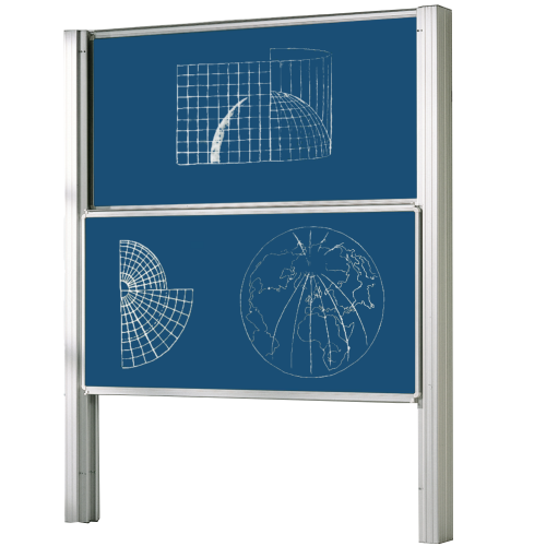 Zweiflächige Pylonentafel Schultafel aus Premium Stahlemaille, Serie PY2 E B/H: 250x100 cm, blau