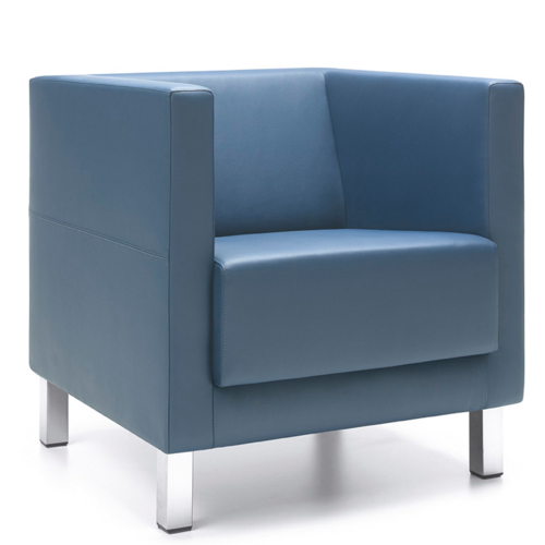 SIT!Box - 1er Sessel mit Armlehne, 4-Fuß Gestell in chrom, Breite 70 cm Höhe 71 cm Tiefe 68 cm