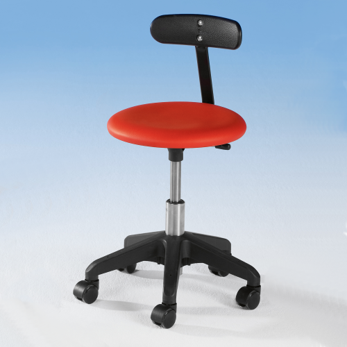 Hocker Carina, mit Kunstlederbezug, fahrbar, mit Rückenlehne Höhenverstellbar: 36-48 cm, Orange