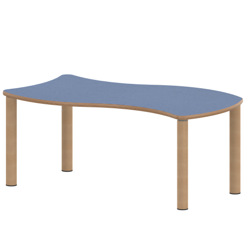 Tisch ZALOTTI mit Linoleum-Belag Wellen-Rechtecktisch, B/H/T: 120x25x60 cm, Massivholzbeine Ø 60 mm, Fußvariante: Stellfuß