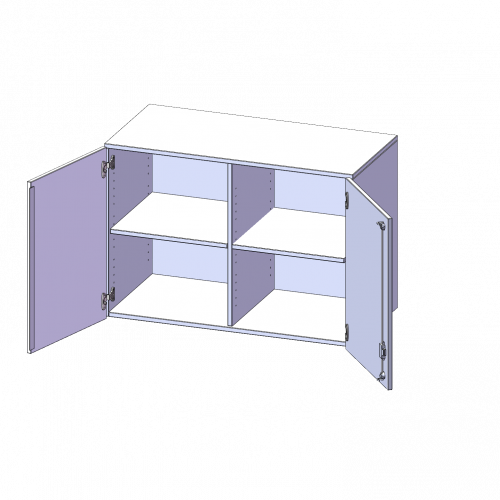 Aufsatzschrank für ErgoTray Serie, 2 Ordnerhöhen - Serie evo180 B/H/T: 104,5x72x40 cm, zwei Türen, mit Mittelwand