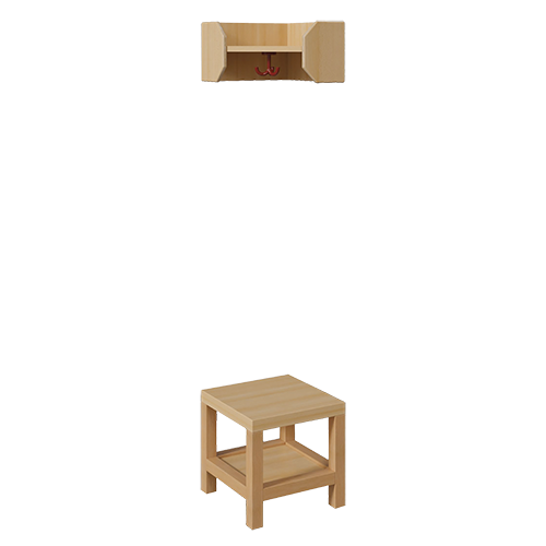 Garderoben-Innenecke, Ergänzung für Komplettgarderoben mit offener Ablage B/T: 35x35 cm, 2teilig ohne Stütze, Ablage zur Wandmontage