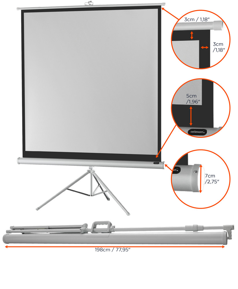 celexon Stativleinwand Economy 184 x 184 cm - White Edition