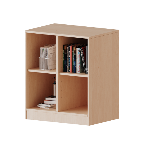 Regal, zweireihig, 2 Ordnerhöhen - evo180 Serie Breite 70,3 cm, Gesamthöhe 82 cm, mit Sockel und Mittelwand, ohne Boxen, 2 Einlegeböden