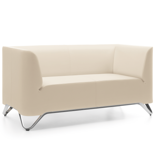 BOXIT 2er Designer Sofa mit Armlehnen B/H/T: 150x74x75 cm, Sitzhöhe: 43 cm, Gestellfarbe Aluminium, Bezug Stoff