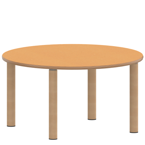 Tisch ZALOTTI mit Linoleum-Belag Rundtisch, Durchmesser/H: 100x53 cm, Massivholzbeine Ø 60 mm, Fußvariante: Stellfuß