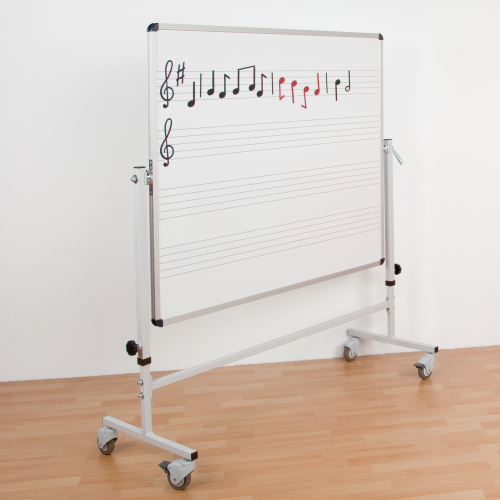 Whiteboard Notentafel fahrbar B/H 120x100 Tafelfläche: B/H 120x100 mit Lineatur einseitig LIN 11 W
