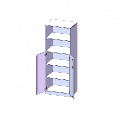 ErgoTray Kombi-Schrank, zweireihig, 5 Ordnerhöhen - evo180 Serie B/H/T: 70,3x190x50 cm, 3 OH unten mit Türen, oben 2 OH Regal, mit Sockel (81 mm)