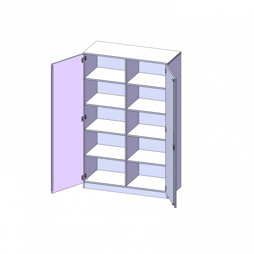 Schrank, 5 Ordnerhöhen - Serie evo180 B/H/T: 120x190x60 cm, 2 Türen, abschließbar, mit Mittelwand, mit Sockel (81 mm)