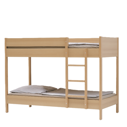 Etagenbett mit Leiter B/H/T: 208x180x98 cm, für Matrazen 200x90 cm auf Lochplatte, in Stollenbauweise, Leiter rechts