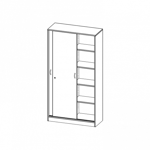 Schiebetürenschrank, 5 Ordnerhöhen - Serie evo180 B/H/T: 100x190x40 cm, 2 Schiebetüren, abschließbar, mit Mittelwand, mit Sockel (81 mm)