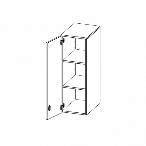 Aufsatzschrank für ErgoTray Serie, 3 Ordnerhöhe - Serie evo180 B/H/T: 36,1x108x60 cm, 1 Tür, Tür öffnet links