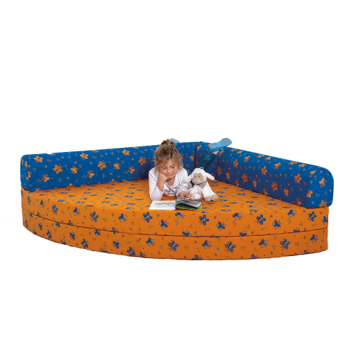 Klappsofa Viertelkreis inklusive 2 Rollen B/H/T: 160x15/30x160 cm, Stoff