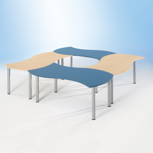 Wellen-Rechtecktisch SoooRounD Basic I, mit Melaminplatte B/H/T: 160x72x80 cm, fahrbar