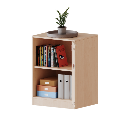 Schrank, 2 Ordnerhöhen - Serie evo180 B/H/T: 60x82x40 cm, 1 Tür, abschließbar, Tür öffnet nach rechts, mit Sockel (81 mm)