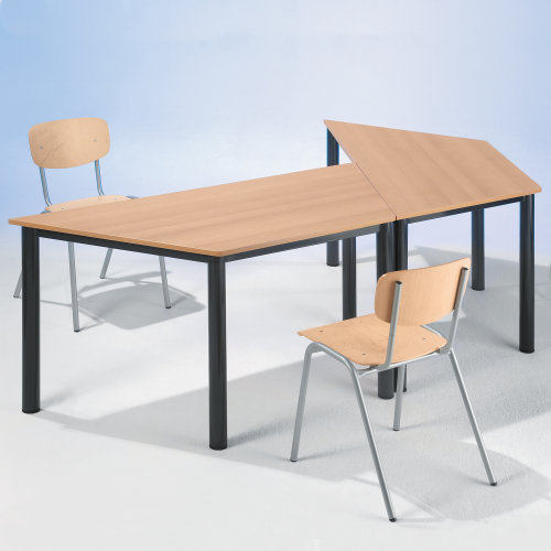 Tischserie FLEXIBEL Trapeztisch Schichtstoff B/T: 160x80/69 cm, Tischgestell mit Rundrohrfüssen 60x2 mm, die Tischhöhe und die Gestellfarbe sind wählbar