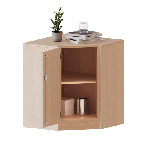 Innenecke als Schrank, 2 Ordnerhöhen - Serie evo180 B/H/T: 80x82x80 cm, Für 50 cm tiefe Schrankwände, Tür öffnet links, mit Sockel (81 mm)