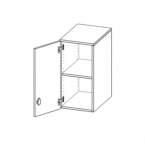 Aufsatzschrank für ErgoTray Serie, 2 Ordnerhöhen - Serie evo180 B/H/T: 36,1x72x60 cm, 1 Tür, Tür öffnet links
