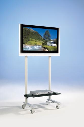 TV Wagen, TV Rack für Fernseher bis 50 Zoll mit 1 Ablage ScreenCart Serie Design 70, feste Halterung