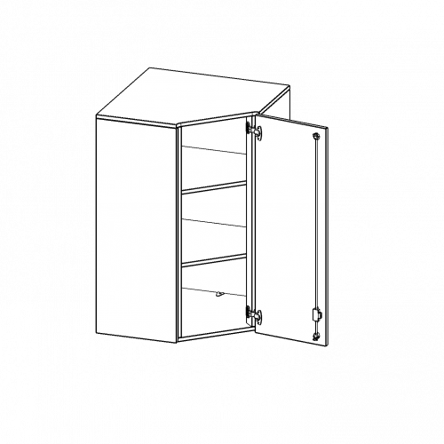 Innenecke Aufsatzschrank, 3 Ordnerhöhen - Serie evo180 B/H/T: 70x108x70 cm, Für 40 cm tiefe Schrankwände, Tür öffnet nach rechts