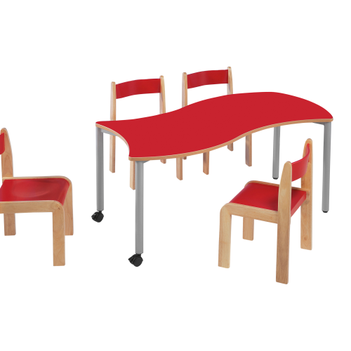 Rechtecktisch in Wellenform B/T: 120x60 cm, höhenverstellbar (52-66 cm), kombinierbar mit anderen Tischen der Serie