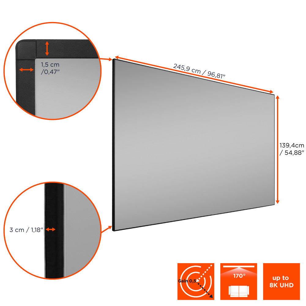 celexon CLR HomeCinema UST Hochkontrast-Rahmenleinwand V2.0 110"