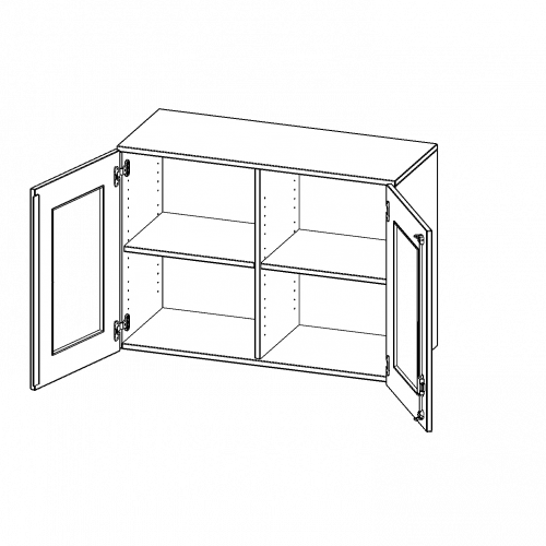 Aufsatzschrank, 2 Ordnerhöhen - Serie evo180 B/H/T: 100x72x40 cm, 2 Türen mit Glaseinsatz, abschließbar, mit Mittelwand