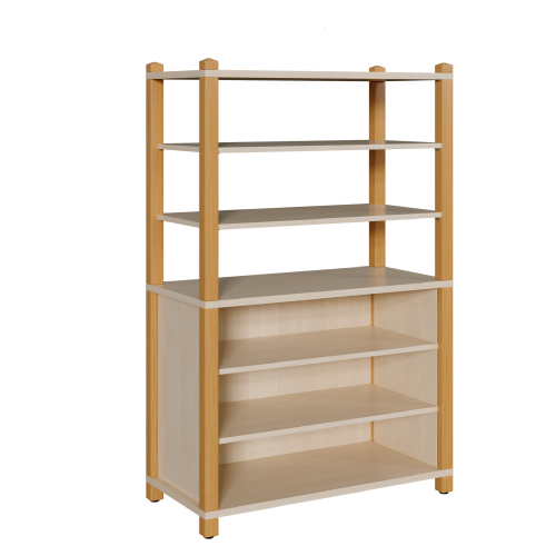 Stollen-Regal mit 5 Fächern B/H/T: 106 x 180 x 40 cm, Regal mit 4 verstellbaren Einlegeböden bzw. 5 Fächern, unten 3seitig geschlossen, oben offen