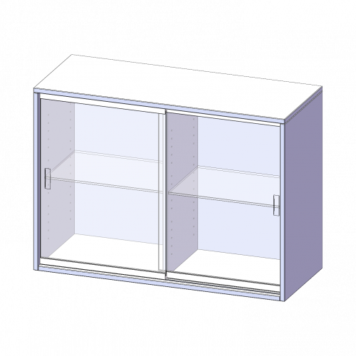 Aufsatz mit Glasschiebetüren, 2 Ordnerhöhen - Serie evo180 B/H/T: 100x72x40 cm, 2 Schiebetüren, abschließbar, mit Mittelwand
