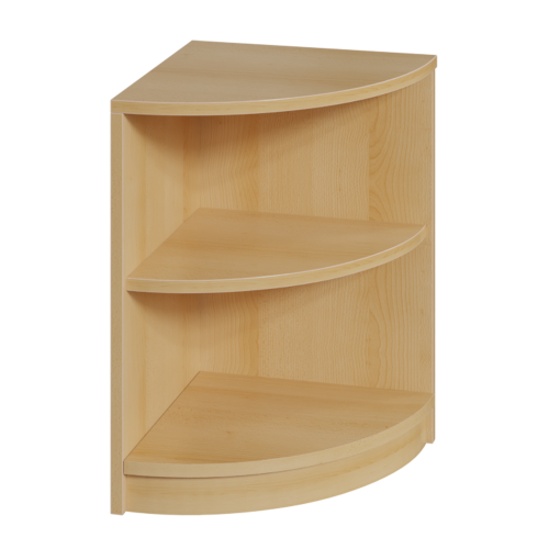 Korpus-Eckregal mit festen Fächern B/H/T: 40x60x40 cm, Böden im Radius 40 cm, mit 2 Fächern zwischen festen Zwischenböden