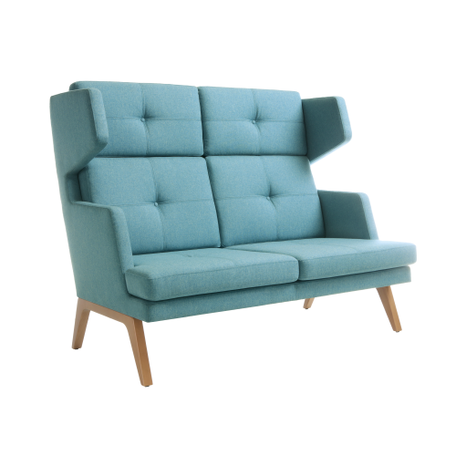 hohes 2er Sitzsofa Ona mit Holzgestell und Seitenschale B/H/T: 141x117x95 cm, Stoffgruppe C4 (Kunstleder, schwer entflammbar)