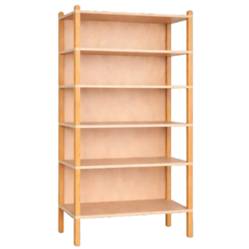 Stollen-Regal mit flacher Sockelnische und 5 Fächern B/H/T: 56x180x40 cm, Regal mit 3 verstellbaren Einlegeböden, unten 3seitig geschlossen, oben offener Regalbereich