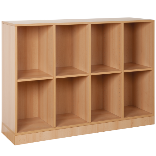 Offenes Regal mit 8 Fächern & Mittelwänden B/H/T 130 x 98 x 40cm, Dekor wählbar,  auf Standfuß