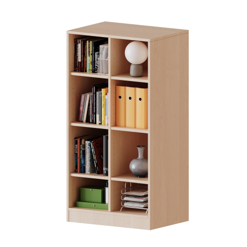 Regal, zweireihig, 3,5 Ordnerhöhen - evo180 Serie Breite 70,3 cm, Gesamthöhe 136 cm, mit Sockel und Mittelwand, ohne Boxen, 6 Einlegeböden