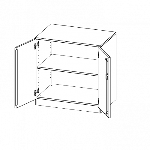 Schrank, 2 Ordnerhöhen - Serie evo180 B/H/T: 80x82x40 cm, 2 Türen, abschließbar, mit Sockel (81 mm)