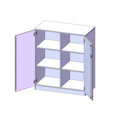 Schrank, 3 Ordnerhöhen - Serie evo180 B/H/T: 100x118x40 cm, 2 Türen, abschließbar, mit Mittelwand, mit Sockel (81 mm)