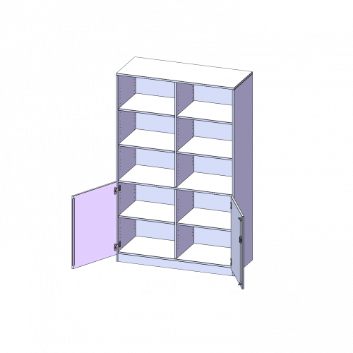 Schrank, 5 Ordnerhöhen, Türen unten (2 OH), oben 3 offene Fächer - Serie evo180 B/H/T: 120x190x40 cm, 2 Türen, abschließbar, mit Sockel (81 mm)