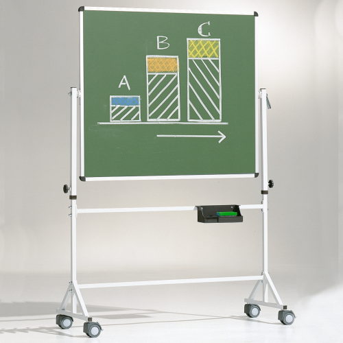 Fahrbare Tafel aus Premium Stahlemaille mit Vierkantgestell, Serie 9 E, farbig Tafelfläche: B/H: 120x100 cm, grün