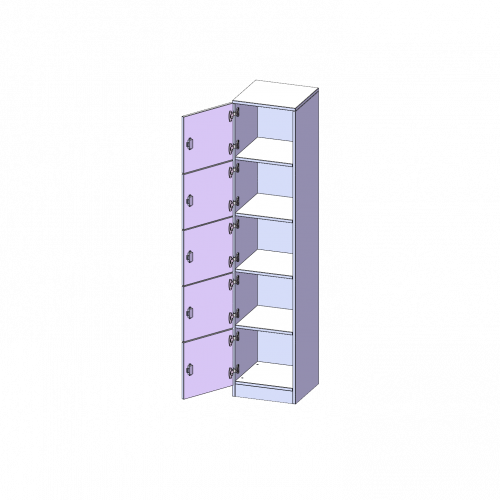 Schließfachschrank, 5 Ordnerhöhen - Serie evo180 B/H/T: 40,5x190x40 cm, 5 Schließfächer, Türen öffnen nach links, mit Sockel (81 mm)