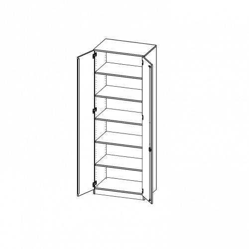 Schrank, 6 Ordnerhöhen - Serie evo180 B/H/T: 80x226x40 cm, 2 Türen, abschließbar, mit Sockel (81 mm)